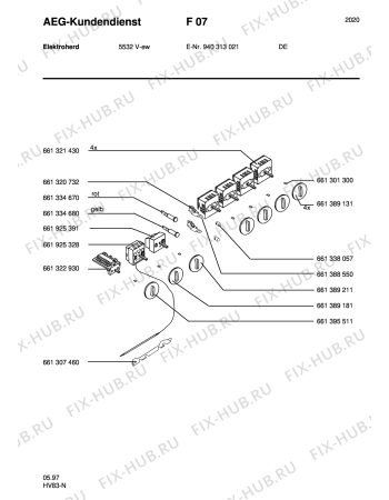 Взрыв-схема плиты (духовки) Aeg 5532V-W - Схема узла Section7